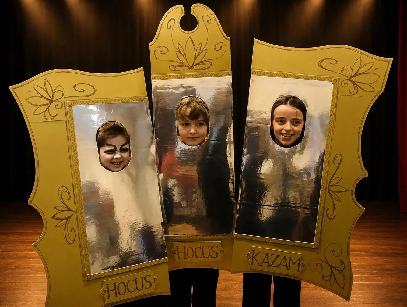 Three young performers taking part in a creative performance